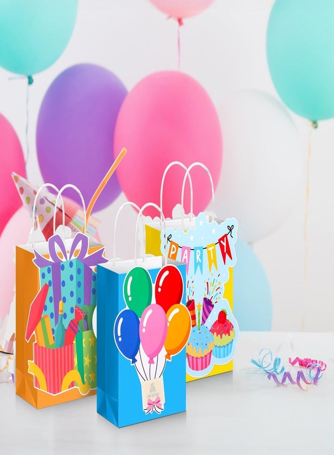 MotiMind 24 Pcs Birthday Gift Bags with Handles Paper Treat Goodie Party Bags Happy Birthday Decorations Party Supplies for Kids Adult - Image 5
